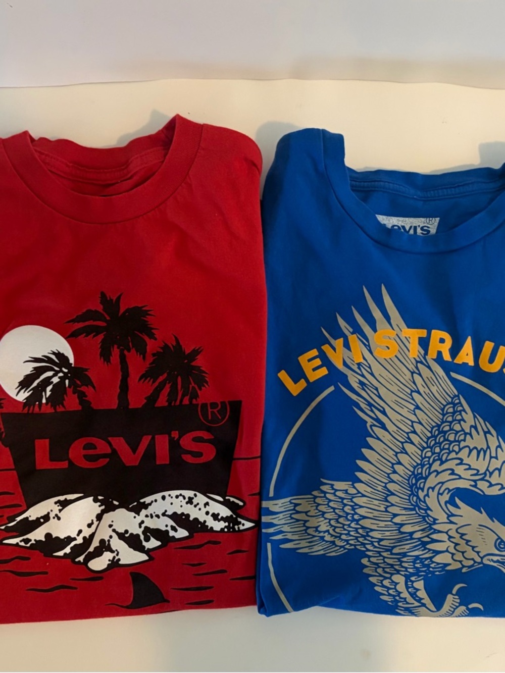 Levi's Kids Size 14-16 or men’s small Set of 2 - Graphic Tees - Red & Blue